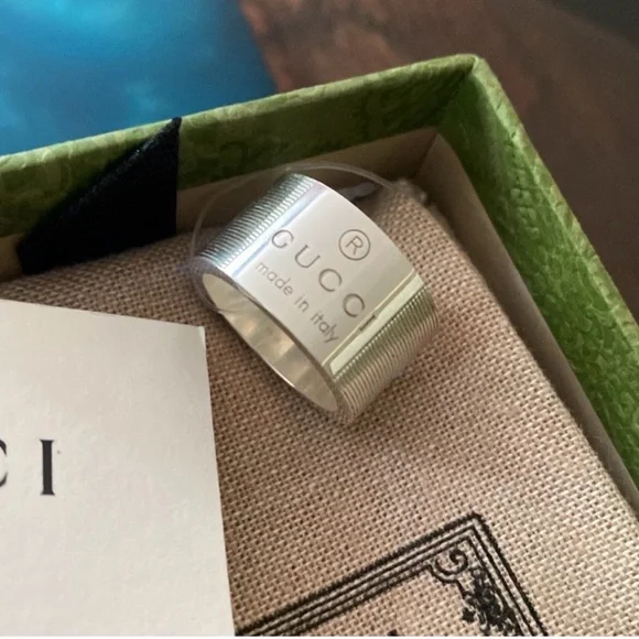 Gucci Sterling Silver Trademark Band Ring - Picture 1 of 6